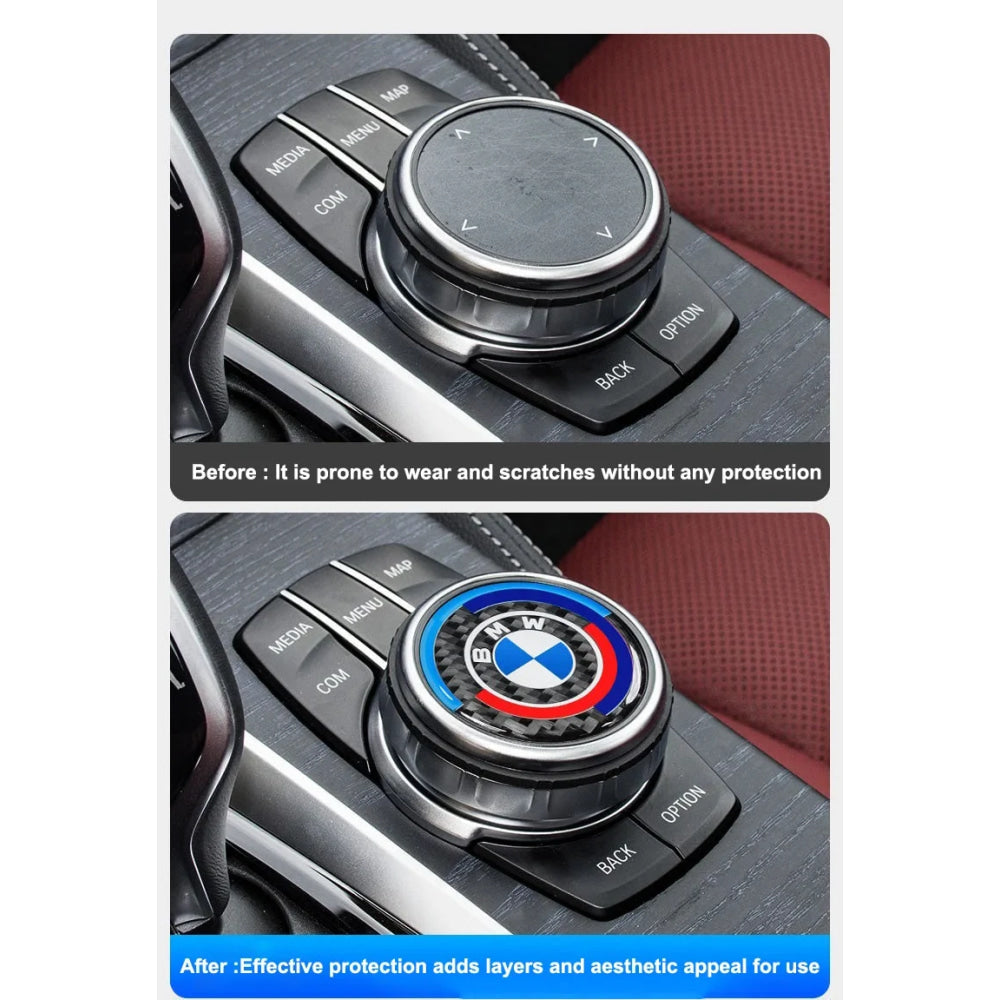 4.5CM 4.8CM Carbon Fibre Car Center Console Knob Stickers Decoration Accessories For BMW 1 2 3 4 5 6 Series GT Z4 X3 X4 X5 X6 X7
