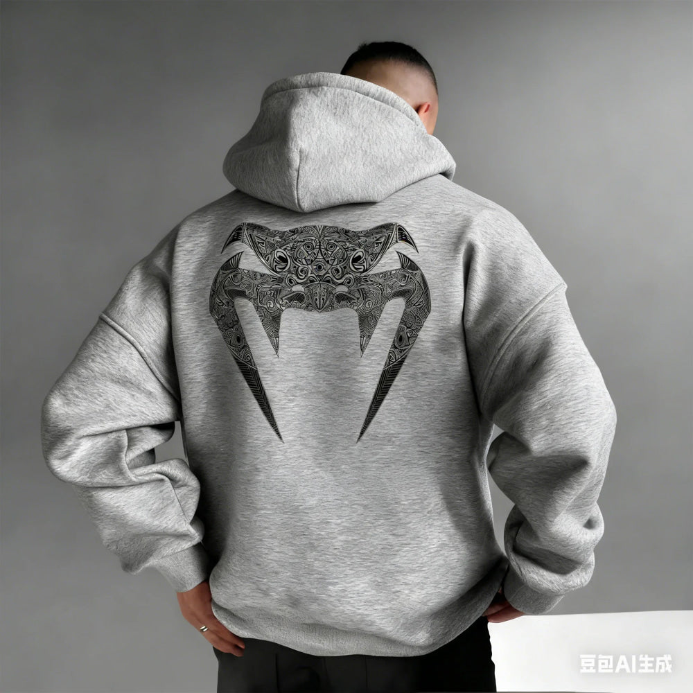 Men's Pattern Hoodies –Bold Back Prints MMA Inspired Streetwear Loose Fit Perfect for Gym  Casual Wear Limited Edition Designs