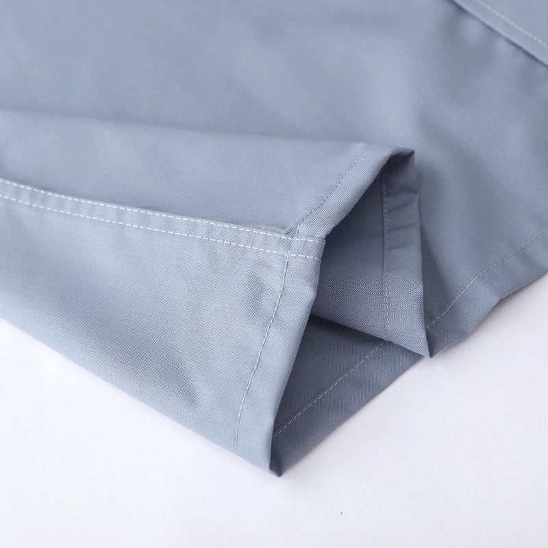 Men's long-sleeved shirt loose version flat hem striped business formal middle-aged and elderly straight shirt