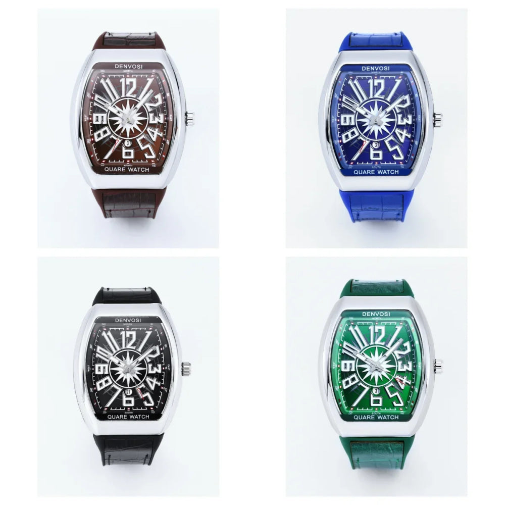 DENVOSI Men's Barrel shaped Watch, Luxury Fluorescent Silicone Strap, Men's Fashion, Leisure, Sports Quartz Watch