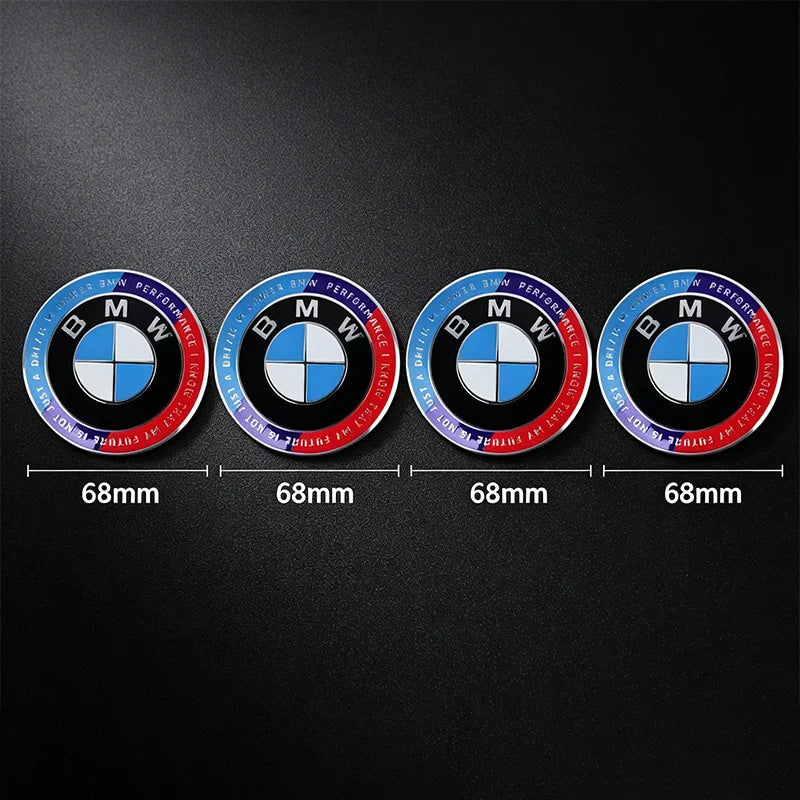 4Pcs 56/68mm Wheel Center Caps Emblem Badge For BMW 50th Anniversary E90 E60 F10 F20 G20 G30 E53 E85 E70 E84 F48 1/3/5/7 Series