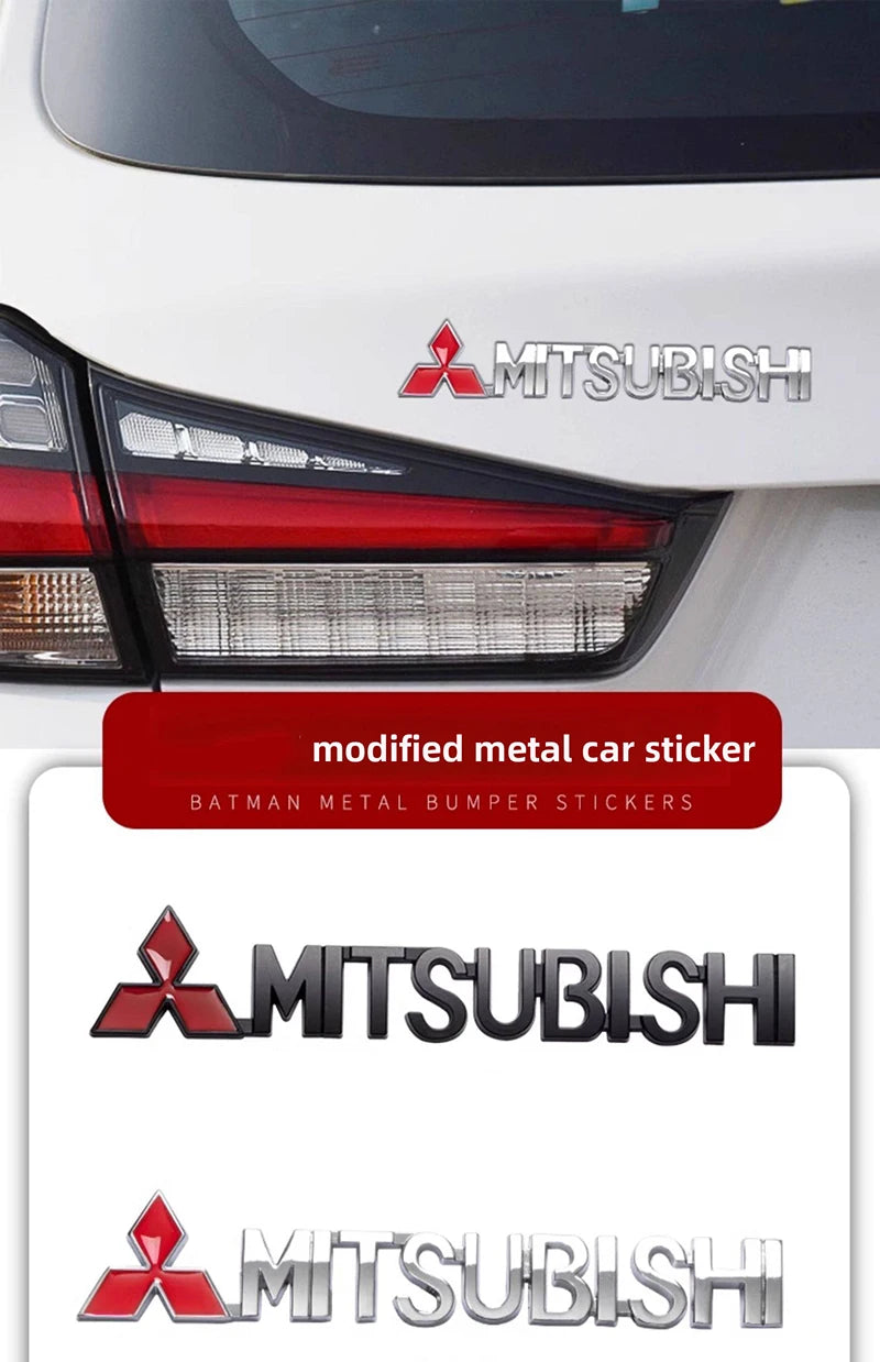 For Mitsubishi Outlander Eclipse Pajero Lancer EVO ASX Triton Attrage Ralliart Delica Car Metal Logo Badge Emblem Sticker