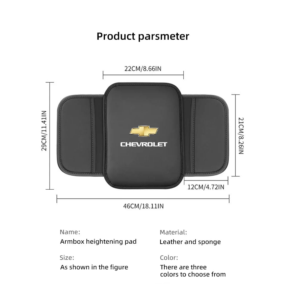 Car Armrest Cushion Leather Arm Rest Box Pad With Storage Bag For Chevrolet Corvette Montana TrailBlazer Silverado Traverse Bolt