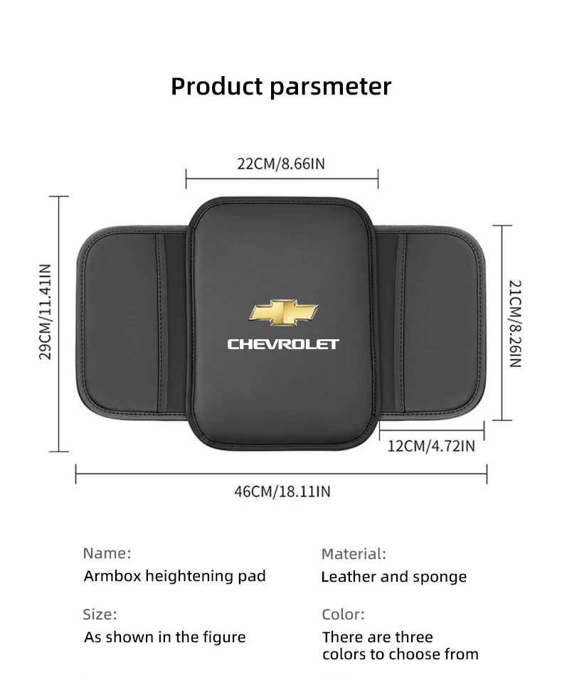 Car Armrest Cushion Leather Arm Rest Box Pad With Storage Bag For Chevrolet Corvette Montana TrailBlazer Silverado Traverse Bolt