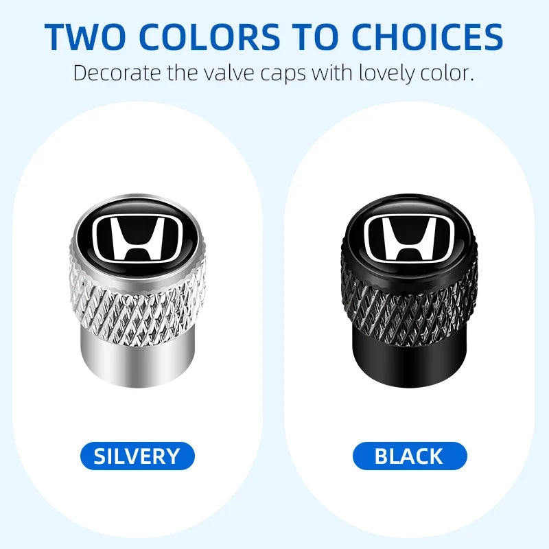 Car Tire Stem Valve Caps Aluminium Car Dustproof Caps Tire Wheel Stem Air Valve Caps For Honda Civic XR-V HR-V City Accord Jazz