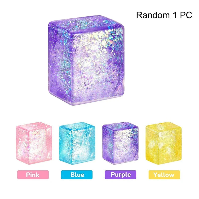 1PC Soft Colored Ice Cube Fidget Toys Funny Stress Reliever Reduce Pressure Prop Slow Rising Squeeze Toy For Kids And Adults