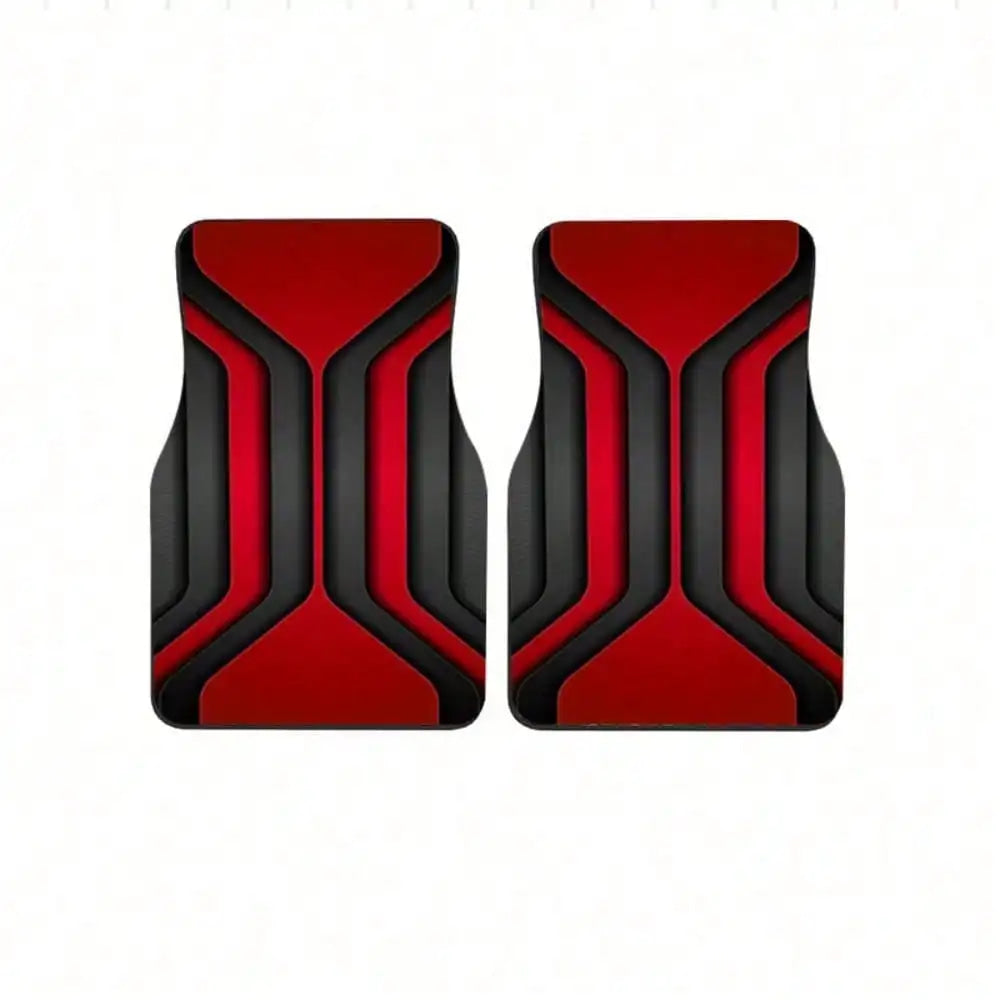 2pcs/4pcs Cool Red and Black Printed Car Floor Mats | Durable Polyester,  Universally Applicable for Trucks, Sedans, SUVs