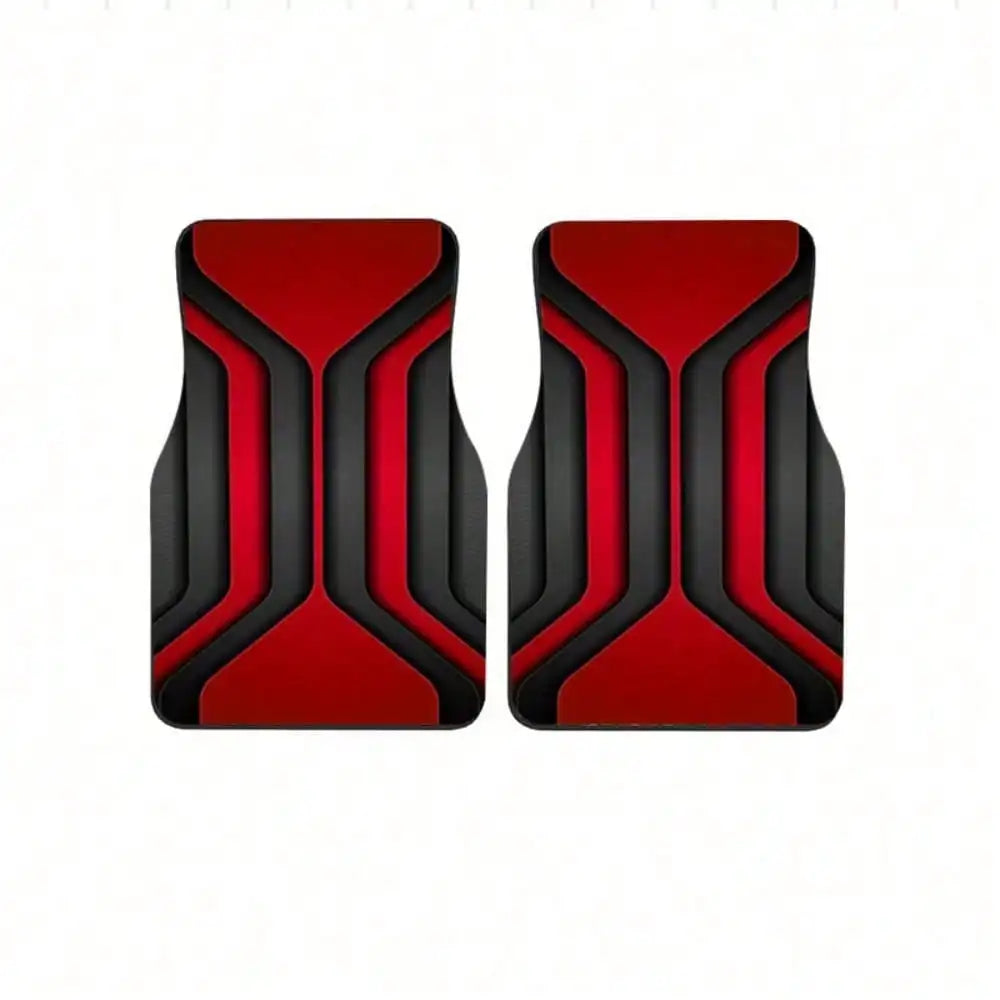 2pcs/4pcs Cool Red and Black Printed Car Floor Mats | Durable Polyester,  Universally Applicable for Trucks, Sedans, SUVs
