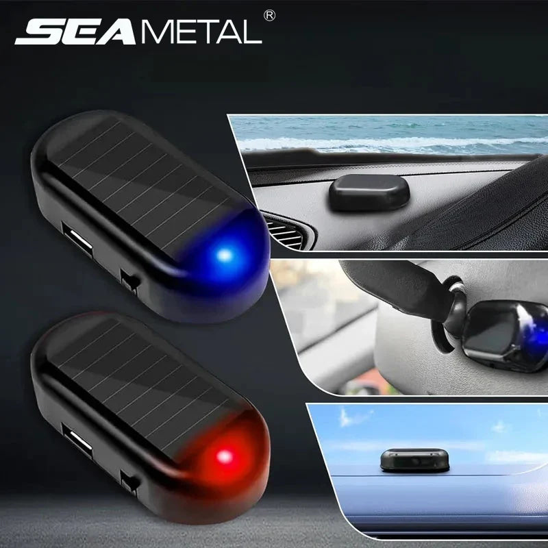 SEAMETAL 1/2 Uds. Luz de alarma simulada alimentada por energía Solar, luz de seguridad falsa inalámbrica para coche, lámpara de advertencia, LED antirrobo intermitente