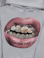 Men's hoodie, casual pink lip print hoodie retro comfortable sweatshirt casual high-quality hoodie