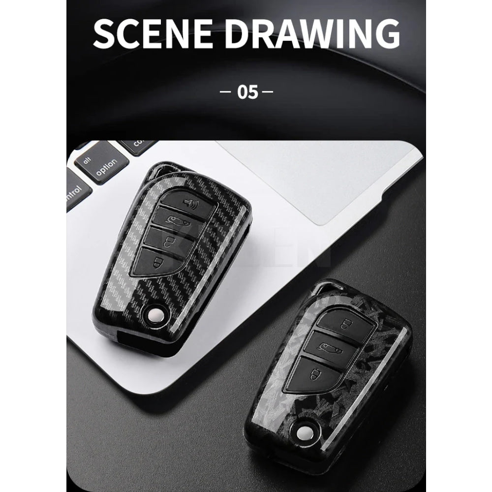 For Toyota Camry RAV4 Forturner Hilux Auris Corolla Avensis Verso Yaris Aygo Scion TC ABS Carbon Fiber Style Car Key Case Cover