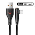 120W USB C Cable 90 Degree For OPPO Fast Charging Cord For Samsung S21 xiaomi 14 iPhone15 Quick Charging Data Wire Charger Cable
