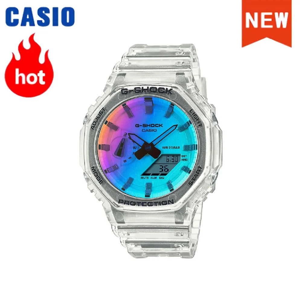 2026 Casio GA-2100 series men's watch Flame Inside trendy sportsmultifunctional fashion anti-shock color disc watch G-SHOCK