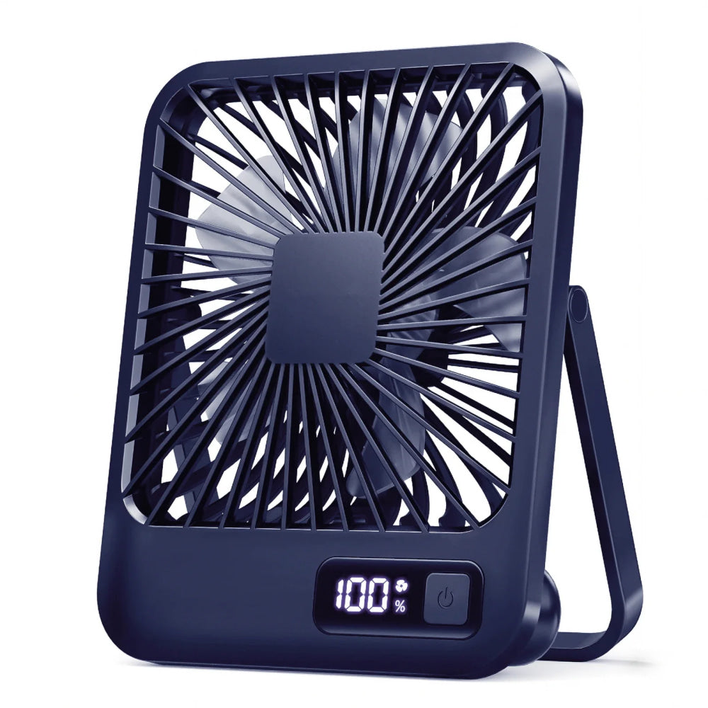 Ventilador de escritorio, ventilador recargable USB portátil, 180 °   Ventilador personal plegable inclinable con pantalla de alimentación, ventilador de mesa ultra silencioso de 5 velocidades