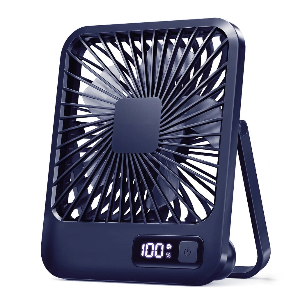 Ventilador de escritorio, ventilador recargable USB portátil, 180 °   Ventilador personal plegable inclinable con pantalla de alimentación, ventilador de mesa ultra silencioso de 5 velocidades