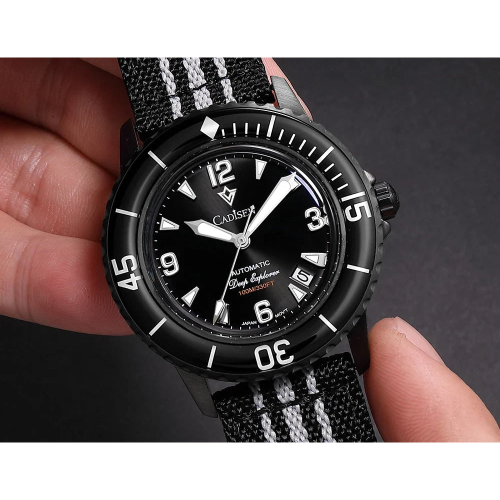 CADISEN Deep Explorer 2025 New Automatic Mechanical Watch Man Canvas Strap Wristwatch MIYOTA  Luxury Luminous Waterproof Watches