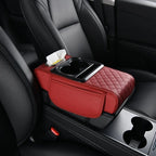 Reposabrazos para Coche 5 en 1: Caja para Pañuelos, Portavasos, Bolsa de Almacenamiento Multifuncional, Almohadilla Elevadora y Cojín con Bolsillo
