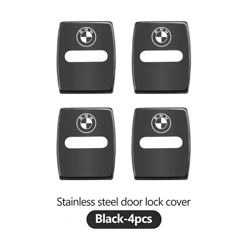 4Pcs Zinc Alloy  Car Door Lock Buckle Protection Cover Anti-Collision Shock Absorbing Cushion Stickers For BMW G80 G06 G07 G42 G