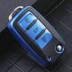 3 Buttons Key Case for Volkswagen Polo Tiguan Passat Golf Jetta Lavida Tpu Leather Protection Shell Bag For Skoda Octavia Seat
