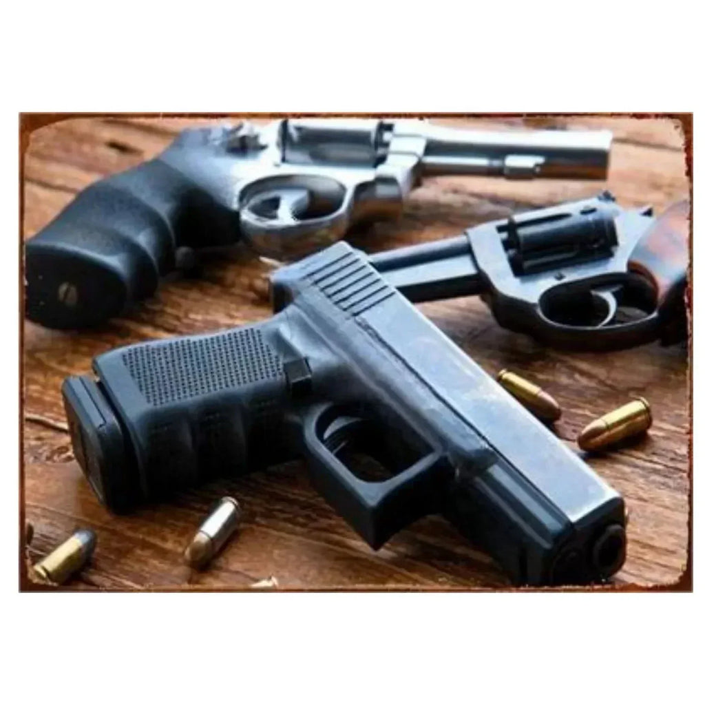 Letreros Metálicos con Forma de Pistola, que Exudan un Toque Militar, Ideales como Decoración de Pared en Cuartos de Hombre, Hogares, Cafeterías, Jardines, Clubes y Bares.