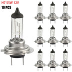 10 Uds bombilla halógena para faros delanteros luz blanca muy cálida H7 55W 12V bombilla halógena para faros delanteros de coche bombilla de repuesto