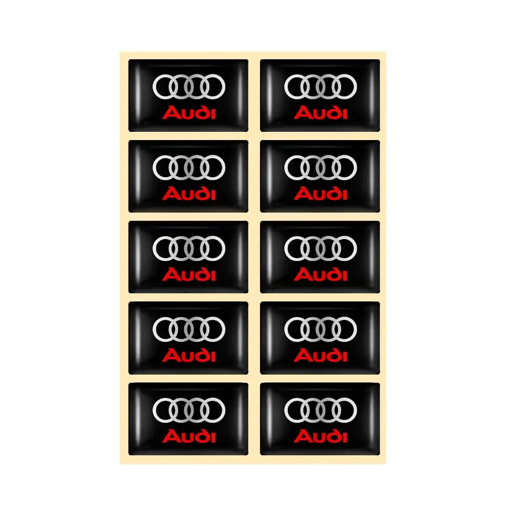 10pcs 3D Epoxy Drop Glue Car Emblem Stickers Badge Decal For Audi RS Sline A3 A4 B8 8P B9 B6 A5 B7 A1 Q3 Q7 Q8 Auto Accessories