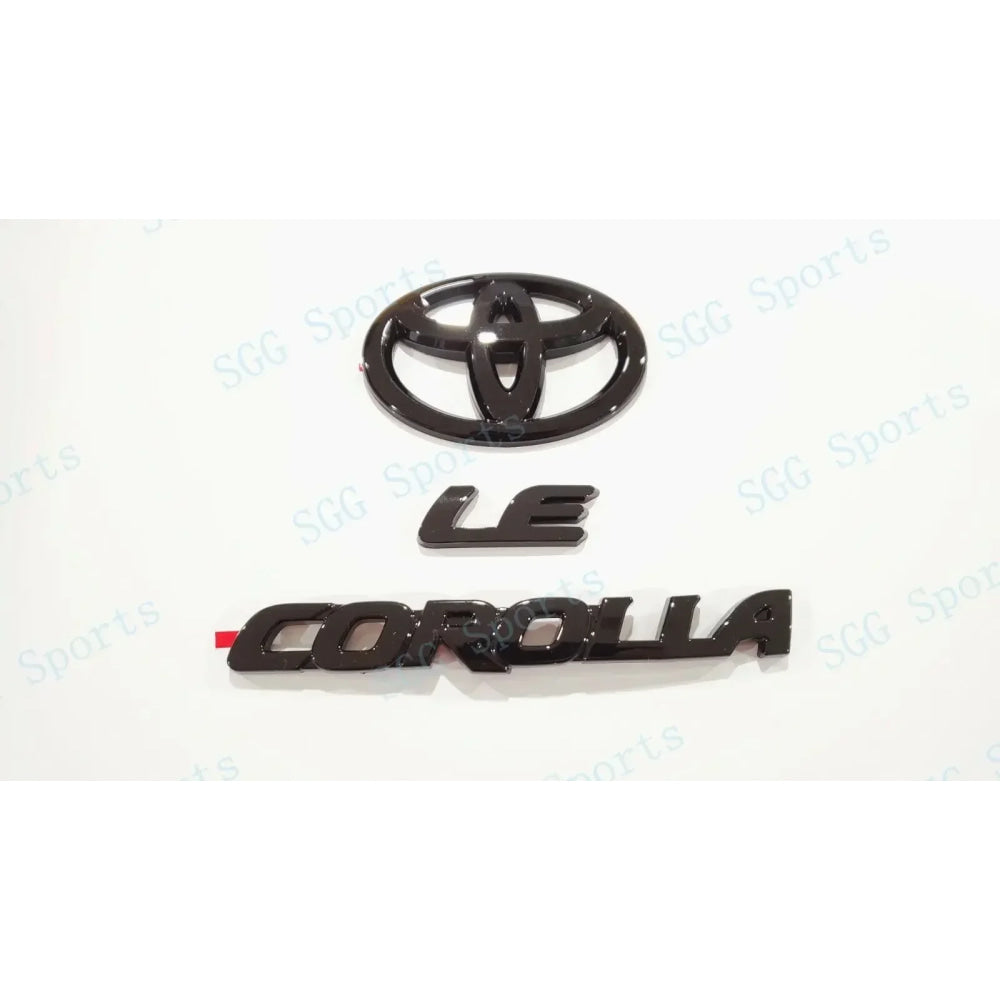 3PCS ABS car logo Glossy Black Overlay EMBLEM for Toyota COROLLA 2020-2024 SEDAN SE LE PT948 FIT SEDAN ONLY trunk car accessory