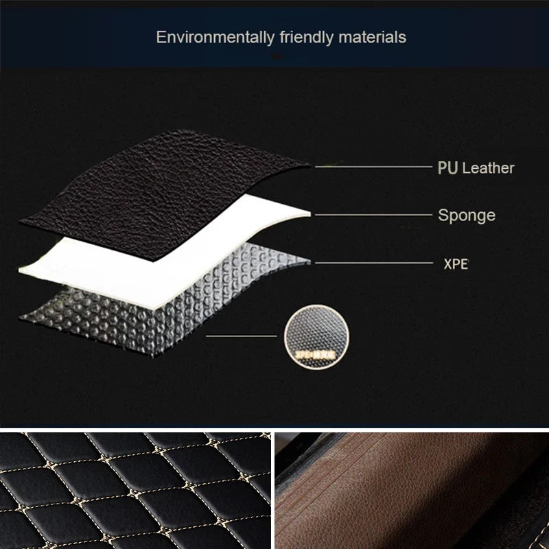 PU Leather Waterproof Universal Car Floor Mats 5Pcs Front & Rear Auto Foot Pad Protector Automobile Interior Carpet Set