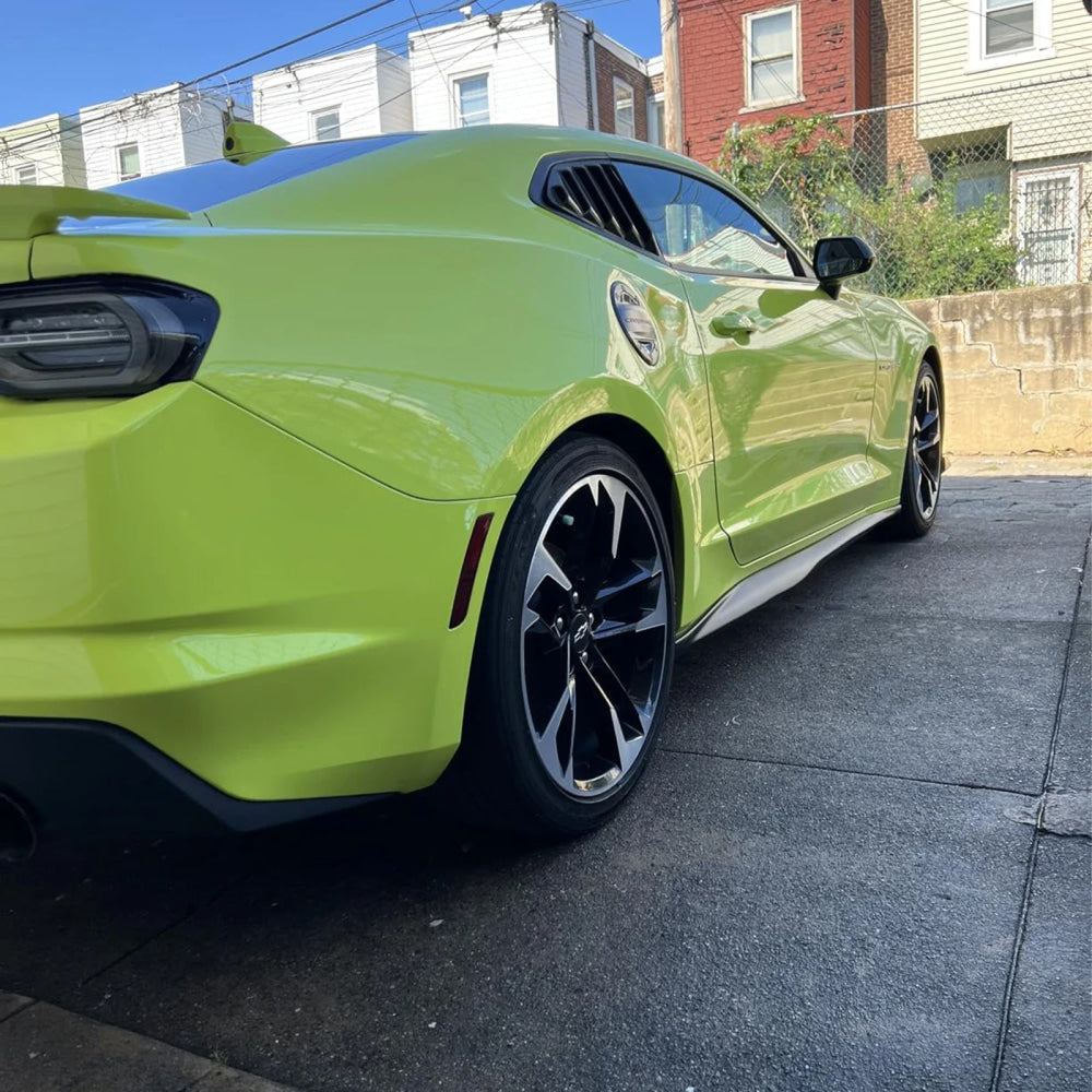 For Chevy Camaro Coupe Convertible LT LS SS RS 2016-2024 ZL1 Style Side Skirts Rocker Panels Spoiler Carbon Look Glossy black