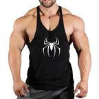 Mens Bodybuilding Faux Cotton Tank Top Gym Fitness Sports Sleeveless Top Skull Print Breathable Tank Top Mens Summer Tank Top