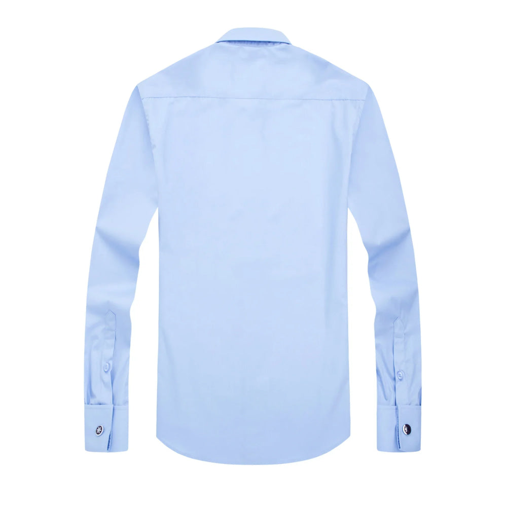 Men's French cufflinks shirt, men's slim fit long sleeved business sleeve nail free business formal men's solid color shirt