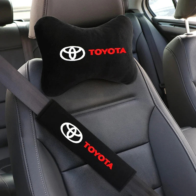 Car exterior annual inspection stickers For Toyota Car Set Car Head Neck Rest Pillow Auto Seat belt Pads Headrest cover