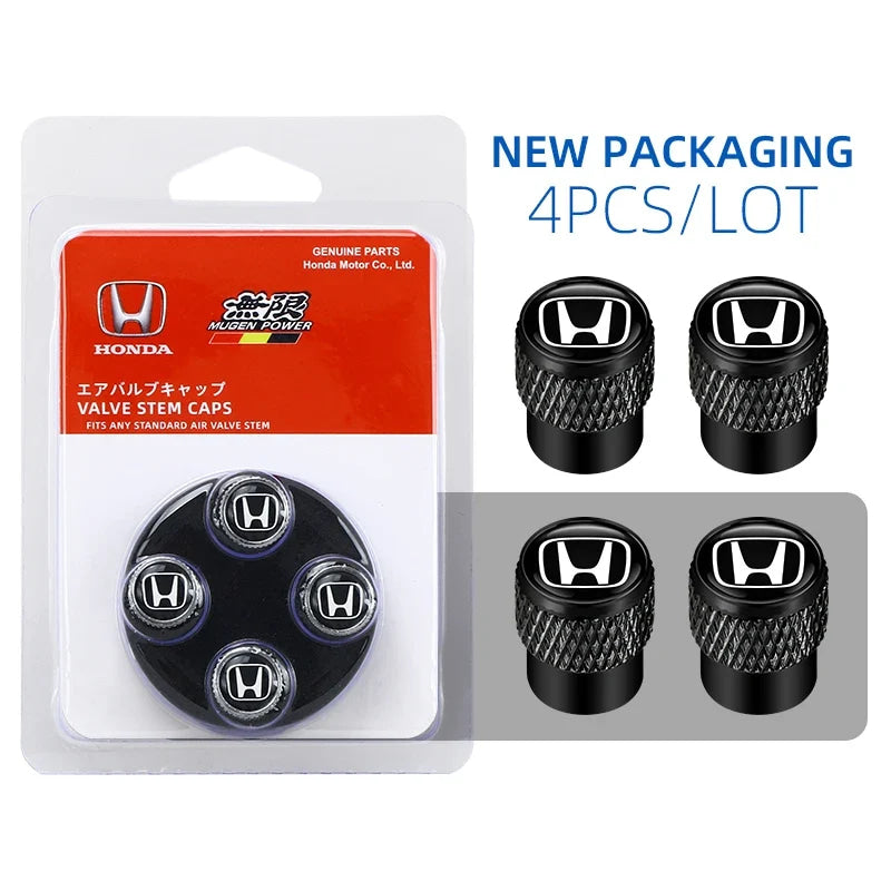 Car Tire Stem Valve Caps Aluminium Car Dustproof Caps Tire Wheel Stem Air Valve Caps For Honda Civic XR-V HR-V City Accord Jazz