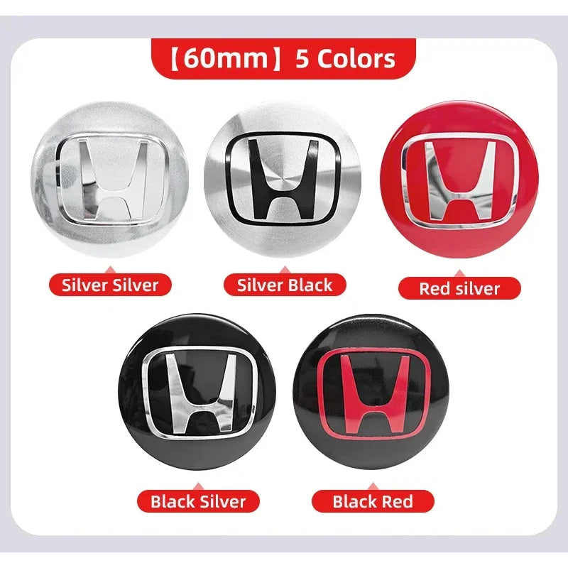 4pcs 56mm 60mm 65mm Car Wheel Center Covers Badge Sticker Stickers For Honda Civic XR-V HR-V Accord Odyssey CRV Insight Fit