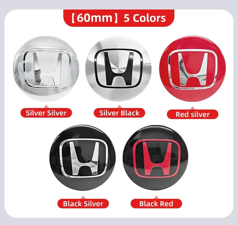 4pcs 56mm 60mm 65mm Car Wheel Center Covers Badge Sticker Stickers For Honda Civic XR-V HR-V Accord Odyssey CRV Insight Fit