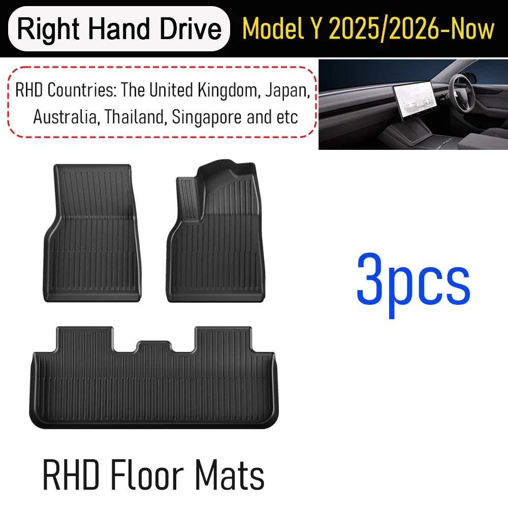 Floor Mats for Tesla Model Y 2025 2026 Juniper All Weather Trunk Mat Kick Pads Cargo Frunk Liners Seatback Protector Accessories