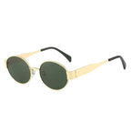 Gafas de sol de marca de Metal de lujo para hombres y mujeres, gafas de sol de moda de diseñador Unisex, gafas ovaladas Unisex con estilo