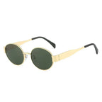 Gafas de sol de marca de Metal de lujo para hombres y mujeres, gafas de sol de moda de diseñador Unisex, gafas ovaladas Unisex con estilo