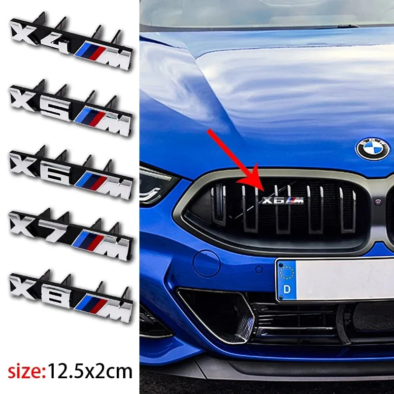 Car Front Grille Badge Logo Sticker M Series Number Sticker ABS Logo Suitable for BMW X2M X3M4 X5M X6M 7 F48 G01 E84 F10 F30 G11