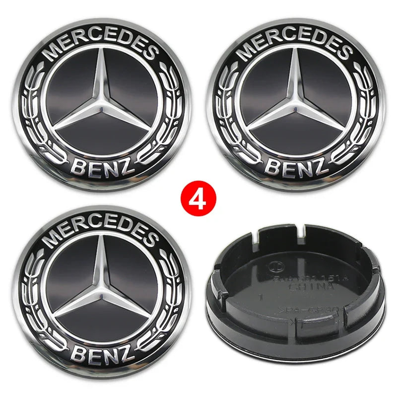 4pcs 56mm 75mm Car Wheel Center Hub Caps Cover Auto Accessories Mercedes Benz Amg C180 C200 C260 W108 W124 W126 W140 W168 W176