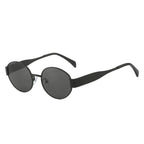 Gafas de sol de marca de Metal de lujo para hombres y mujeres, gafas de sol de moda de diseñador Unisex, gafas ovaladas Unisex con estilo