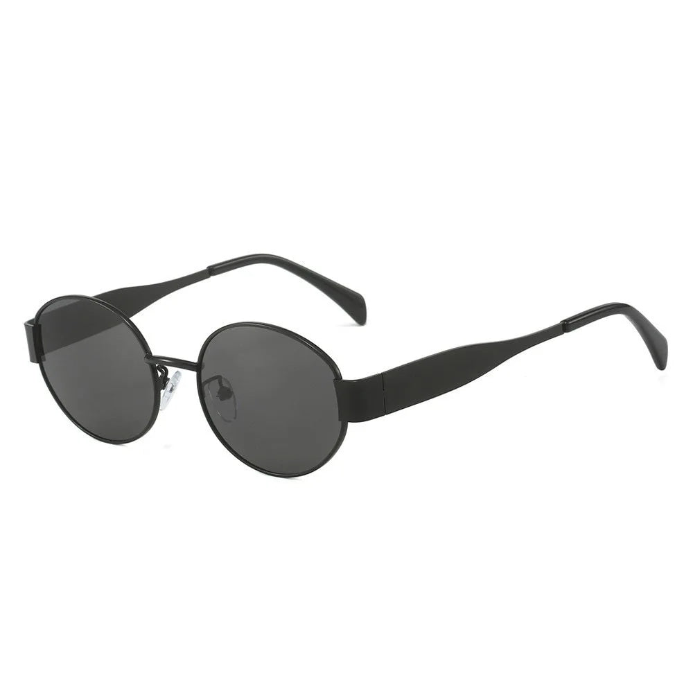 Gafas de sol de marca de Metal de lujo para hombres y mujeres, gafas de sol de moda de diseñador Unisex, gafas ovaladas Unisex con estilo