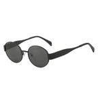 Gafas de sol de marca de Metal de lujo para hombres y mujeres, gafas de sol de moda de diseñador Unisex, gafas ovaladas Unisex con estilo