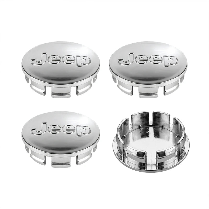 4Pcs 56mm Embossed Logo Rim Center Covers Wheel Center Hub Caps for Jeep Renegade Compass Wrangler JK Patriot Grand Cherokee SRT