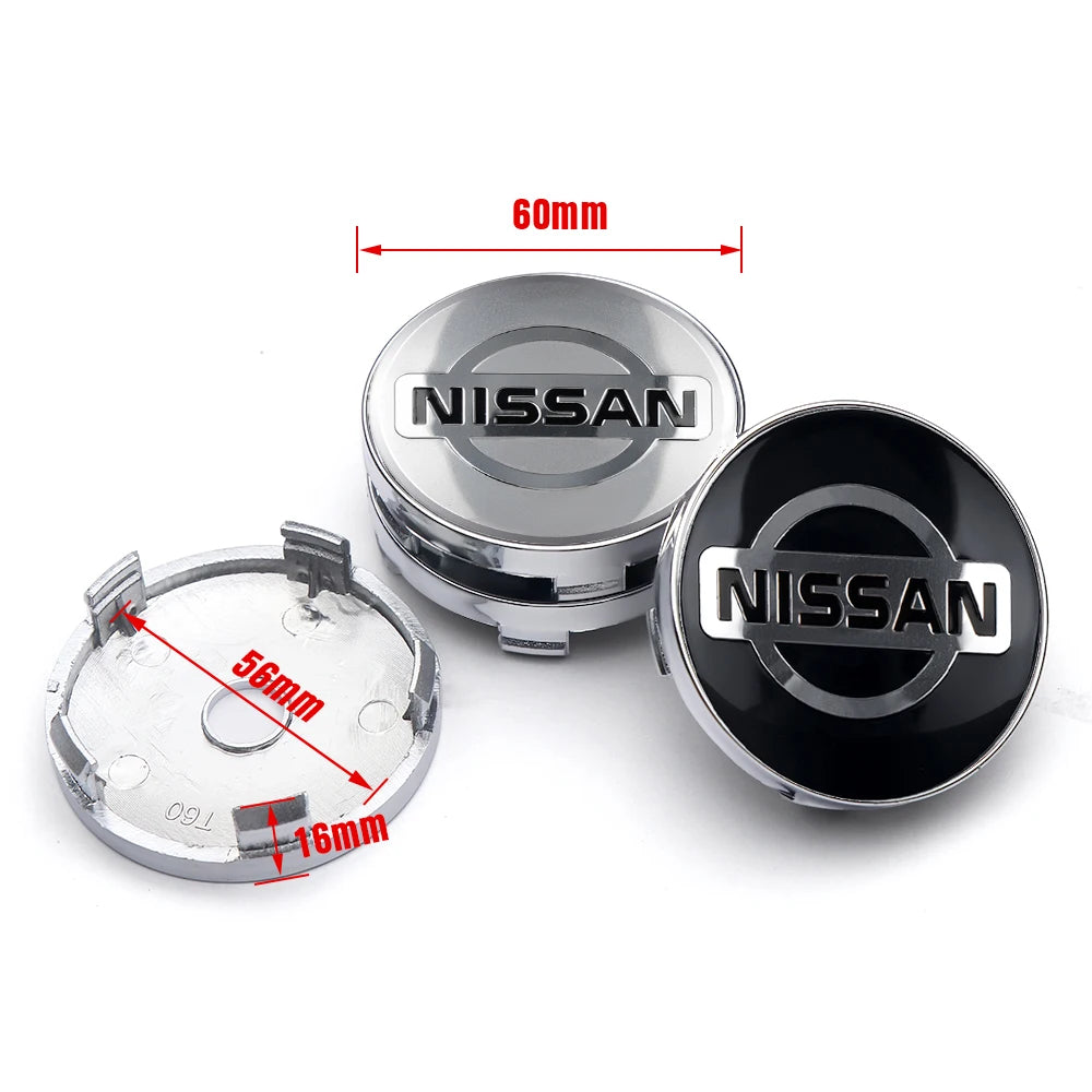 4Pc 56/60mm Wheel Center Hub Rim Caps Car Wheel Hub Covers Fit For Nissan X-Trail Qashqai Almera Note Leaf J10 Teana V36 Tiida