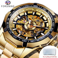 Forsining 2021 Stainless Steel Waterproof Mens Skeleton Watches Top Brand Luxury Transparent Mechanical Sport Male Wrist Watches