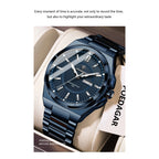 POEDAGAR Sport Original Men Clock Quartz Date Week Luxury Man Wristwatch Waterproof Luminous Stainless Steel Men's Watches Reloj