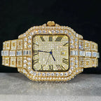 UNIGUET Fashion Diamond Watch for Men Luxury Waterproof Square Quartz Clocks Hip Hop Ice Out Jewelry Wristwatch Male Hot Sell