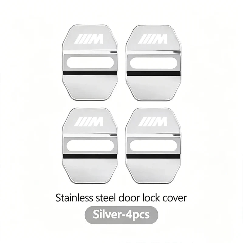 4Pcs Zinc Alloy  Car Door Lock Buckle Protection Cover Anti-Collision Shock Absorbing Cushion Stickers For BMW G80 G06 G07 G42 G