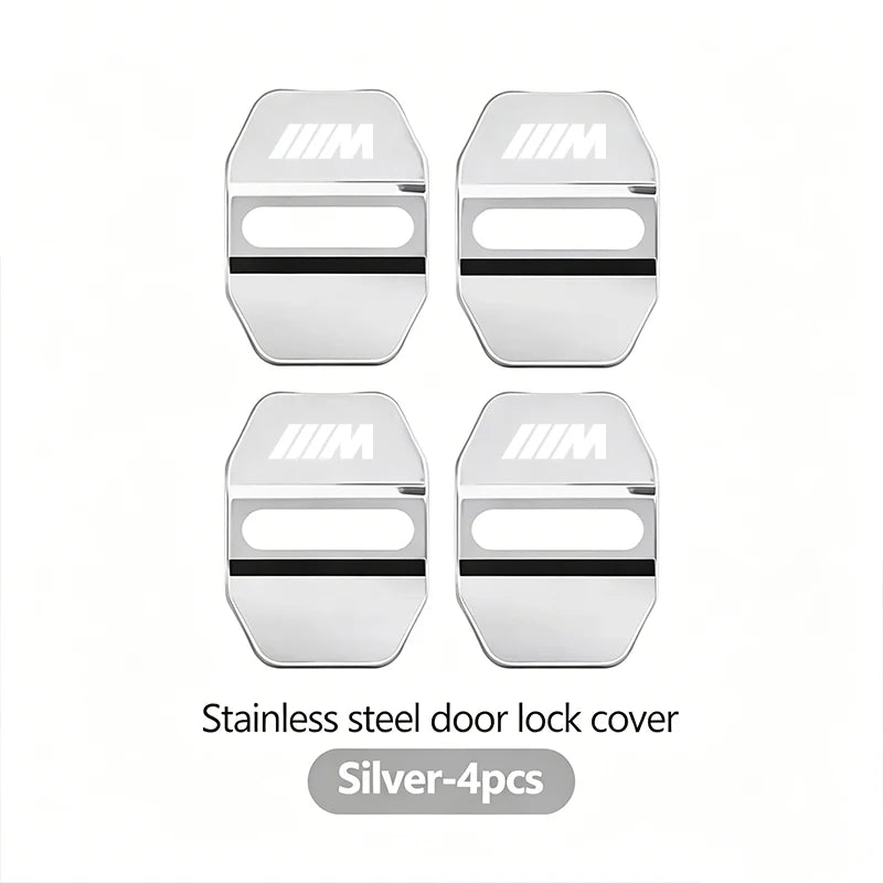 4Pcs Zinc Alloy  Car Door Lock Buckle Protection Cover Anti-Collision Shock Absorbing Cushion Stickers For BMW G80 G06 G07 G42 G